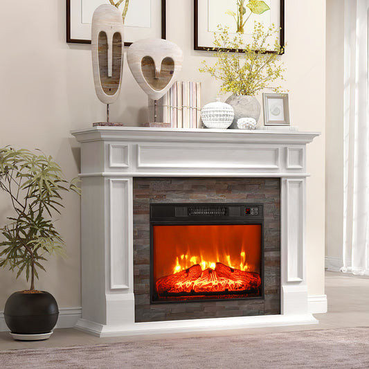 Electric Fireplace with 43" Mantel, Freestanding Fireplace Heater with Remote Control