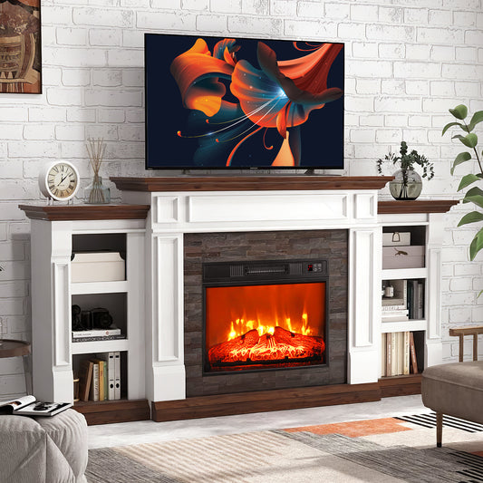 Electric Fireplace with 70" Mantel, Fireplace TV Stand with 23" Heater